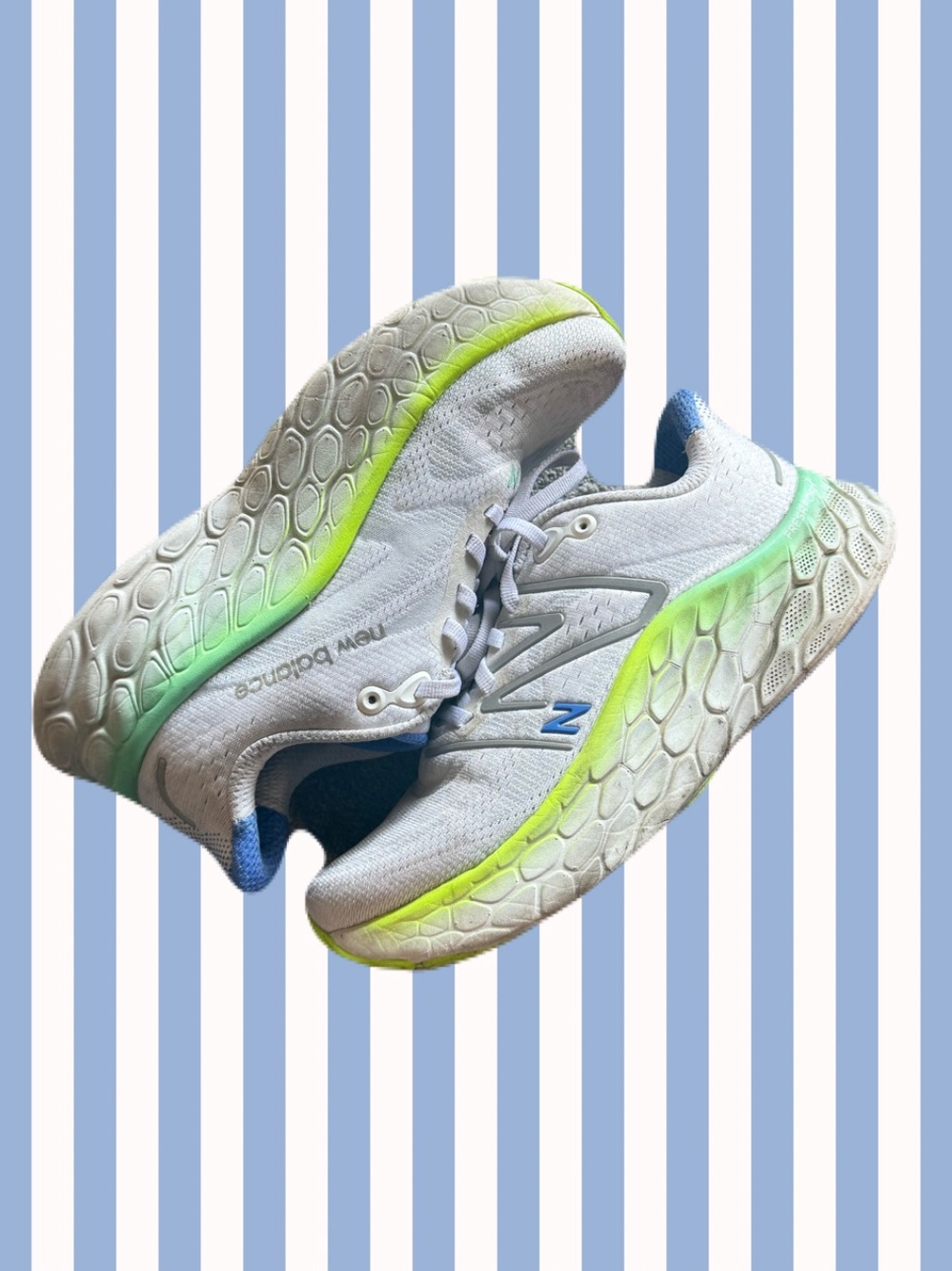 New Balance - More V4 - Women's White & Neon Green Running Shoes (6.5)